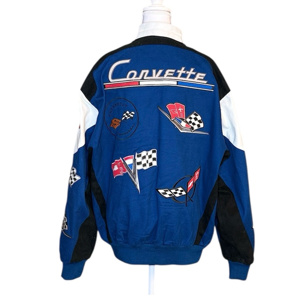 Vintage Corvette Jacket Coat Racing Embroidered Logo Patch Graphic M Medium